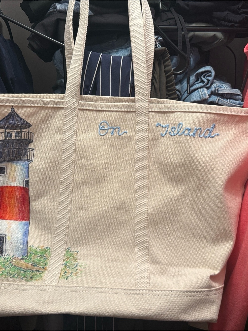 Maker Scholar- On Island Nantucket Canvas Tote Bag hand painted (XL)